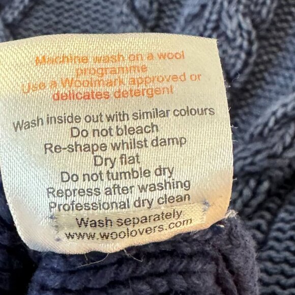 Woolover Blue Cotton Mock Neck Cable Knit Sweater‎ - Size Large - Picture 5 of 7